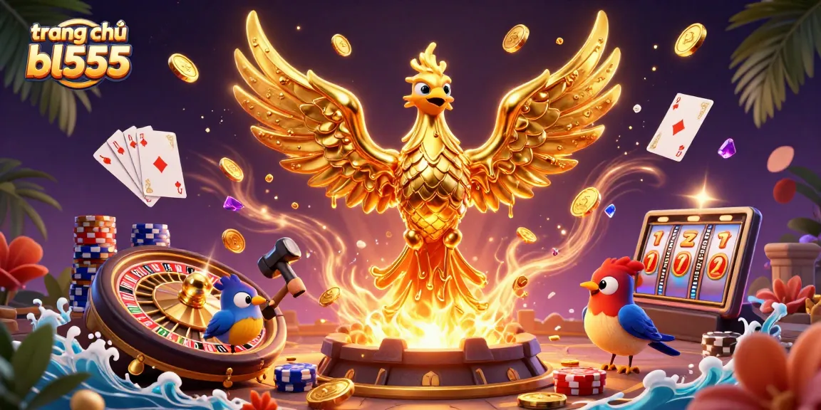 Experience thrilling gaming at trang chủ bl555 with a vibrant 3D casino scene showcasing golden treasures and excitement.