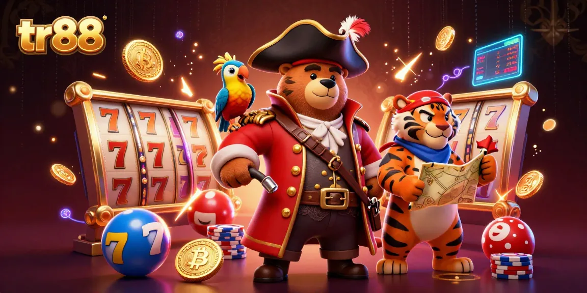 Experience the excitement of tr88 casino with slot reels and vibrant elements in a dynamic scene.