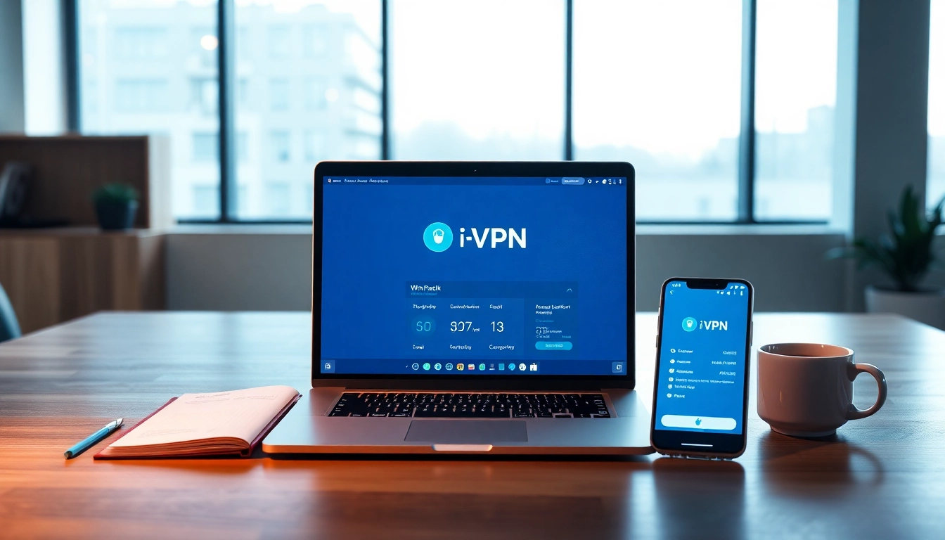 快连下载在专业工作空间的笔记本电脑上展示现代VPN界面。