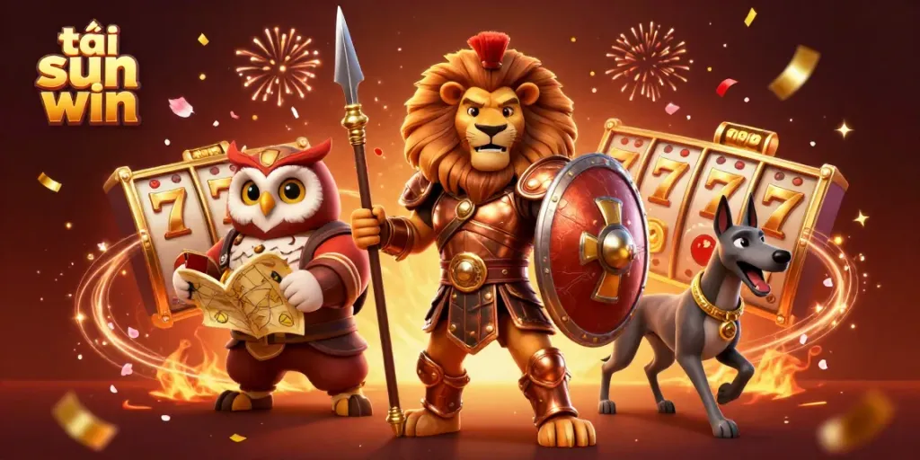 Play and win on tải sun win with epic gaming adventure featuring a Spartan lion and gold treasures