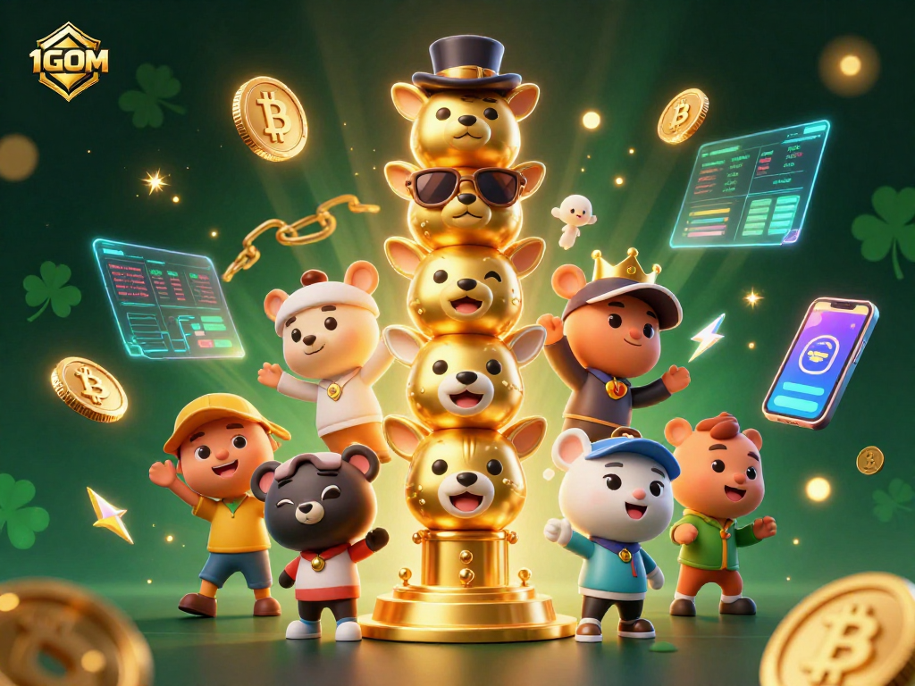 Experience the excitement of 1GOM with a vibrant, animated casino-themed illustration.