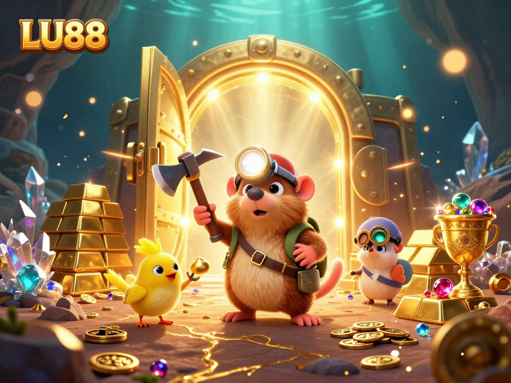 Spin to win with LU88's exciting treasures in a vibrant, dynamic casino scene.