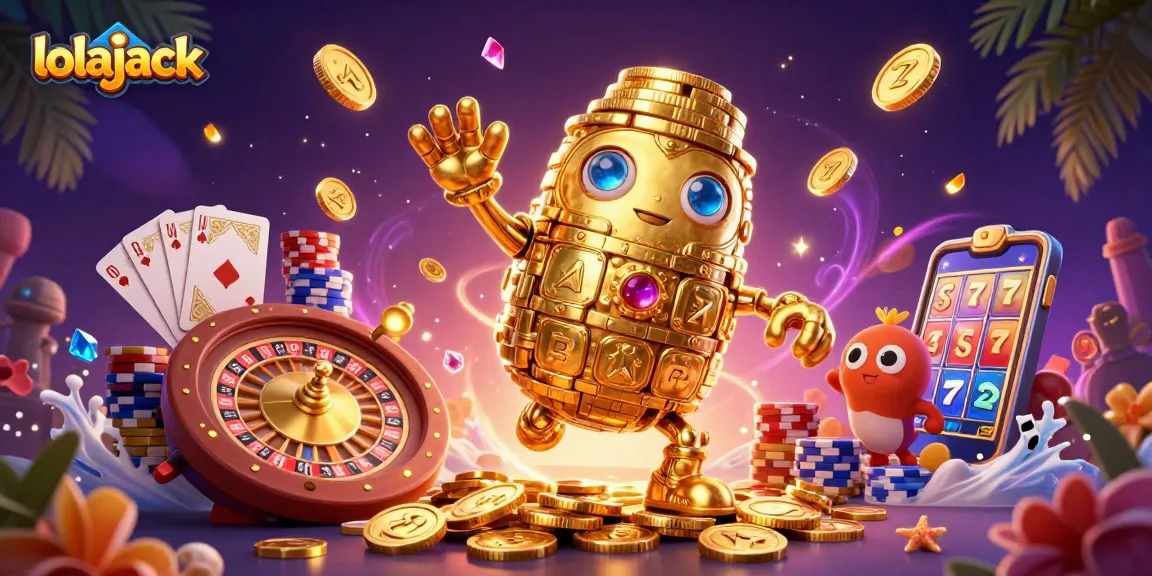 Spin and win with Lolajack's vibrant casino illustration showcasing exciting games and colorful elements.
