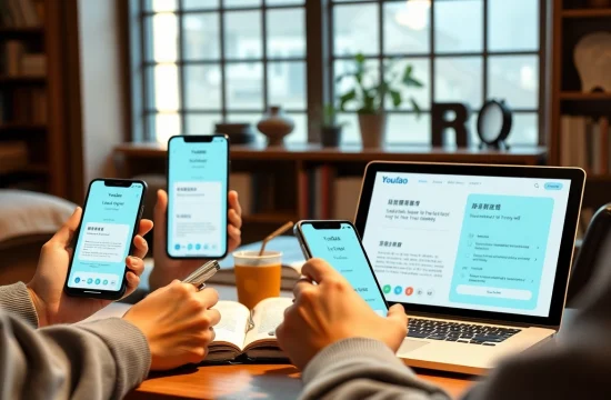 Youdao translation app displayed on devices, showcasing its innovative interface, emphasizing learning and translation.