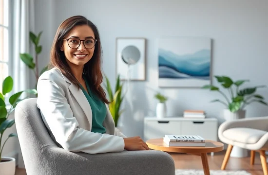 Implement mental health tips with a professional therapist in a calming office setting.