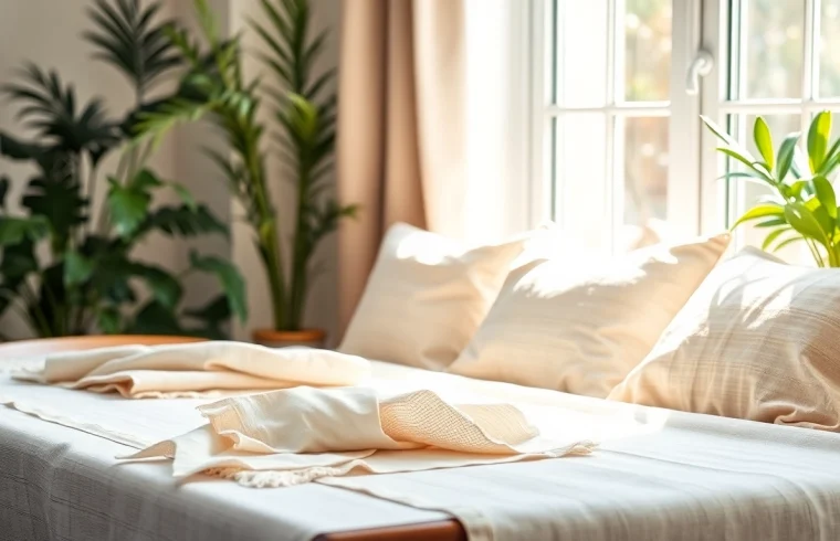 Bekijk goedkope linnen stoffen prachtig gepresenteerd in een gezellige huiskamer setting.