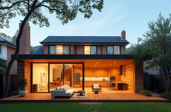 Stunning house extension construction showcasing modern design, open-plan living, and elegant kitchen in Melbourne.