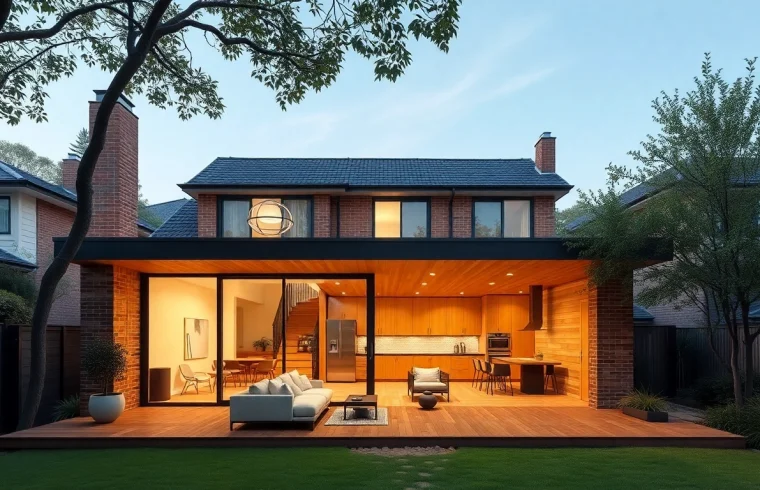 Stunning house extension construction showcasing modern design, open-plan living, and elegant kitchen in Melbourne.