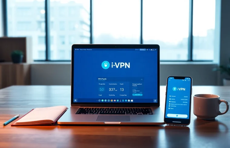 快连下载在专业工作空间的笔记本电脑上展示现代VPN界面。