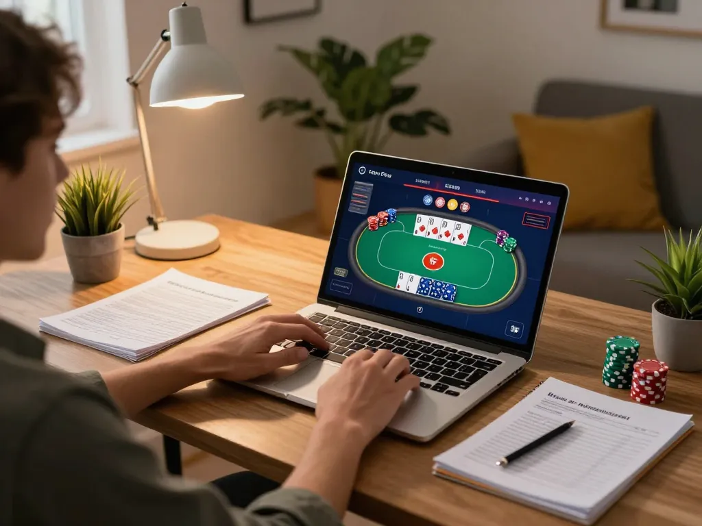 Engaging in strategic gameplay with 78win on a laptop, showcasing optimal bankroll management.