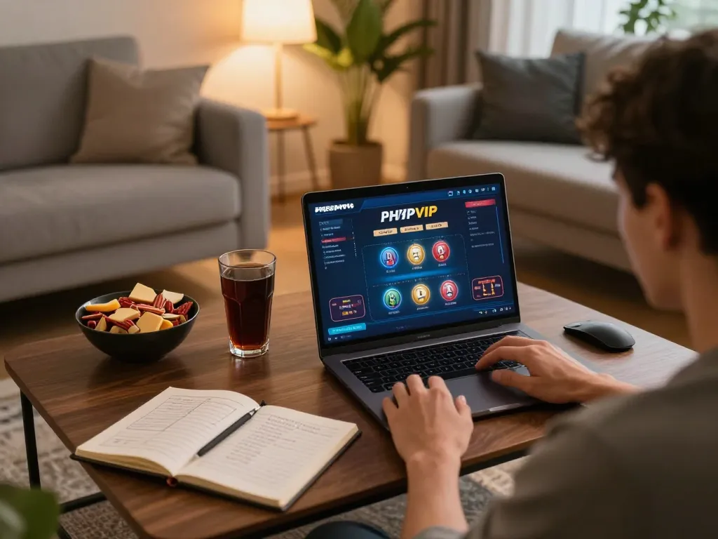Player engaging with the PHPVIP online casino interface, enjoying a secure gaming experience.