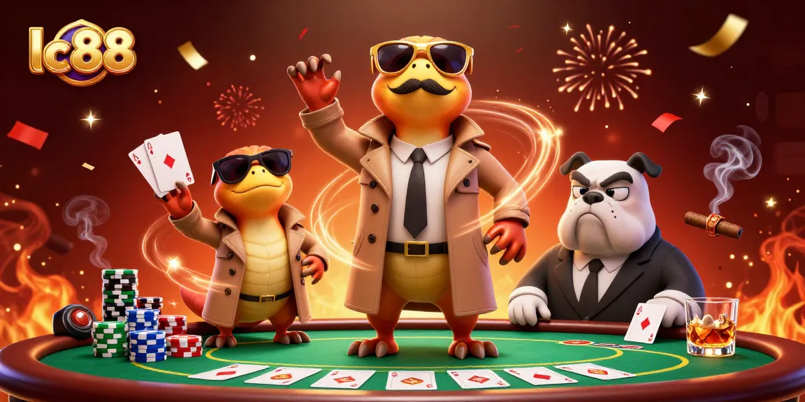 Experience the excitement of lc 88 as cartoon raptors aim for VIP casino access amidst colorful game elements.